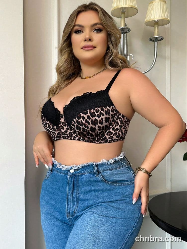 Custom Plus Size Leopard Cups with Lace Trim Bra – Wholesale Direct from Factory 5