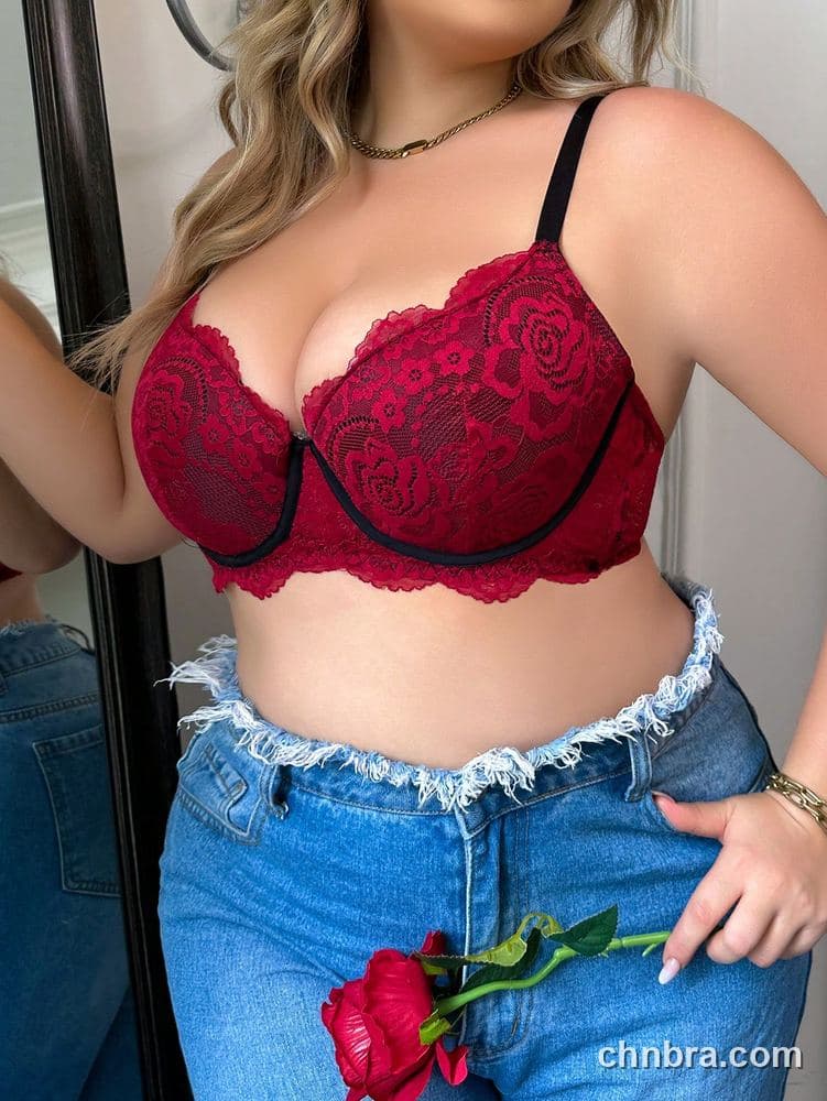 Plus Size Red Rose Lace Underwire Bra – OEM / ODM Lingerie Manufacturer