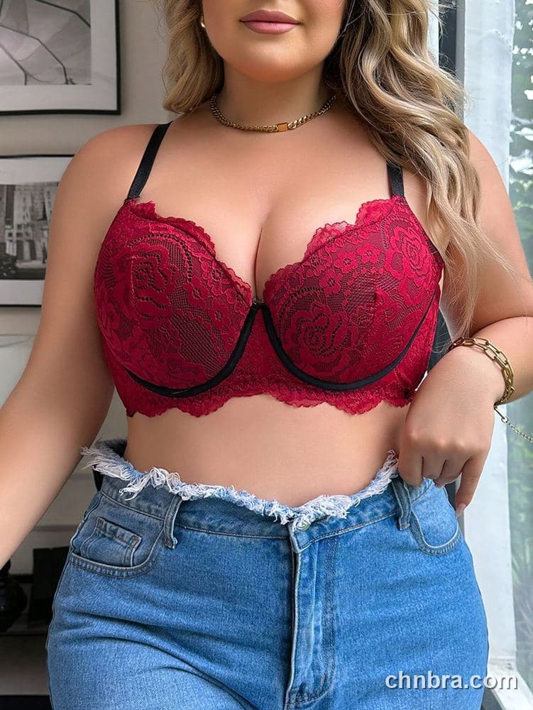 Plus Size Red Rose Lace Underwire Bra – OEM / ODM Lingerie Manufacturer 4