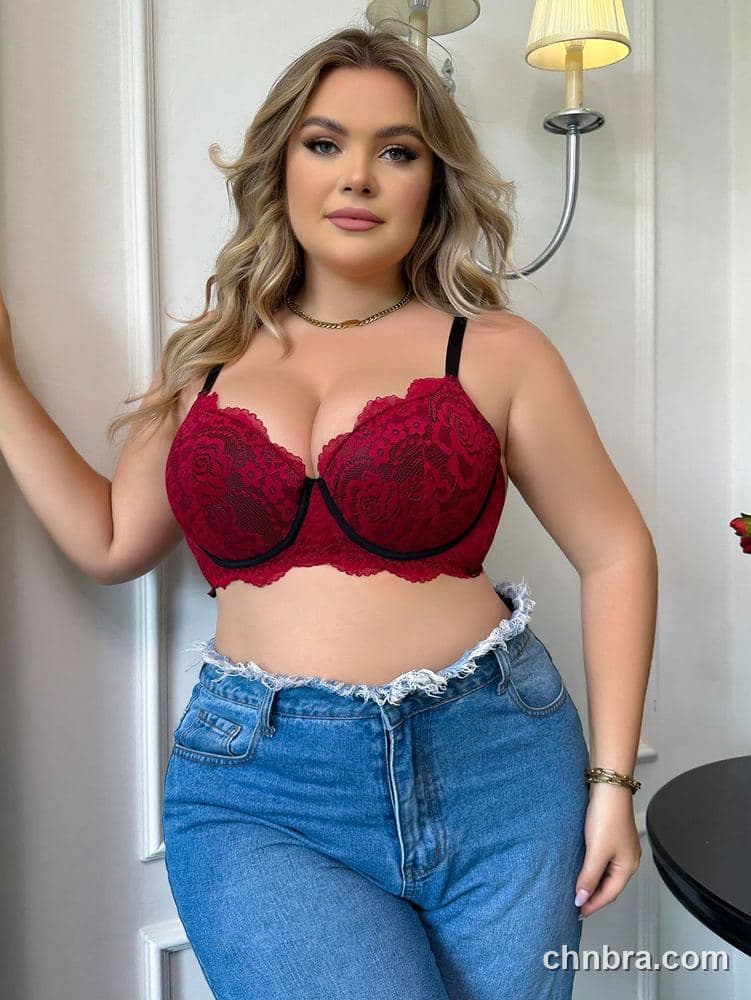 Plus Size Red Rose Lace Underwire Bra – OEM / ODM Lingerie Manufacturer 5