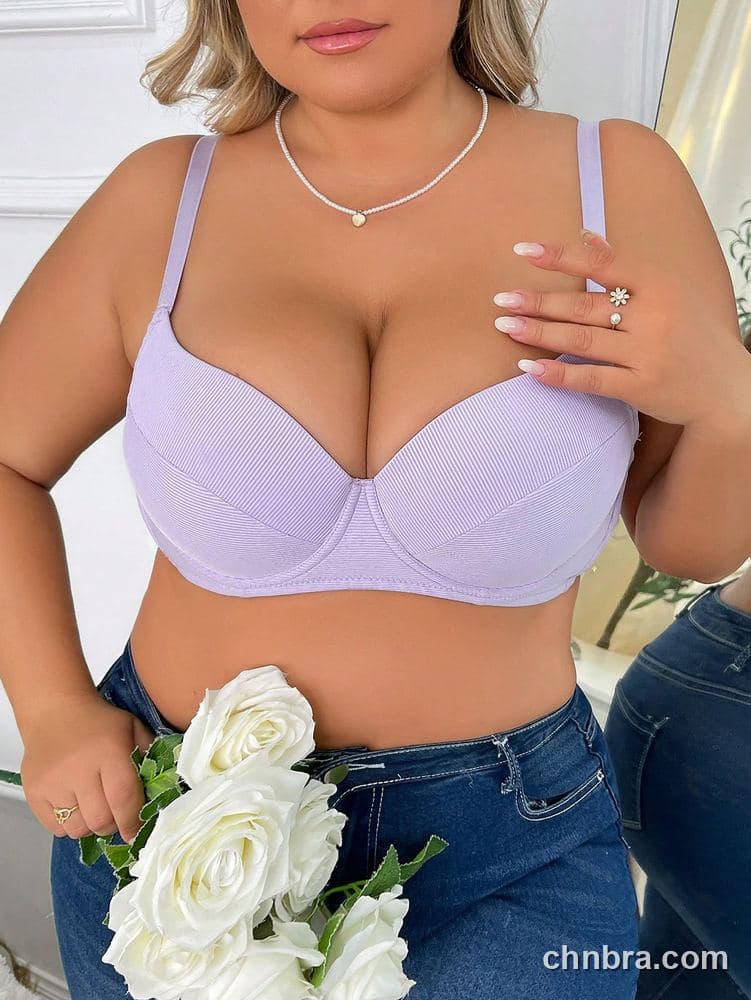 Wholesale Plus Size Lilac Ribbed Molded Push-Up Bra – Direct Factory 4