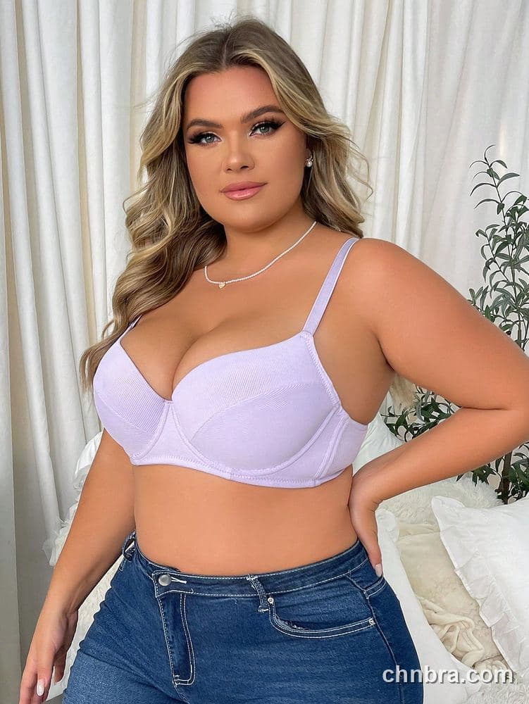 Wholesale Plus Size Lilac Ribbed Molded Push-Up Bra – Direct Factory 5