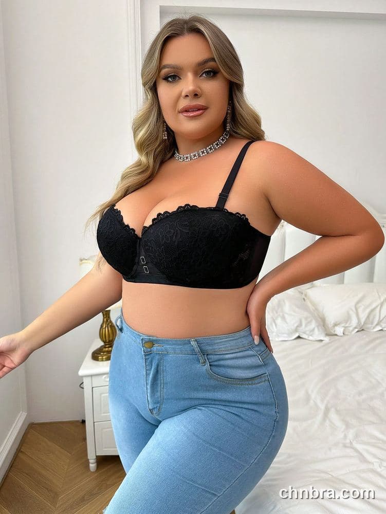 DesireSculpt Plus Size Black Lace Demi Balconette Bra – Factory Wholesale 5