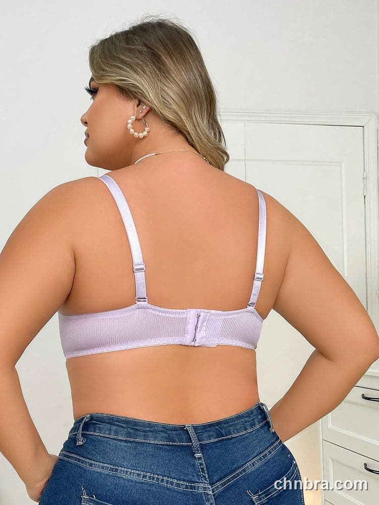 Custom Plus Size Lilac Floral Lace Underwire Push-Up Bra – Wholesale Direct from Factory 2