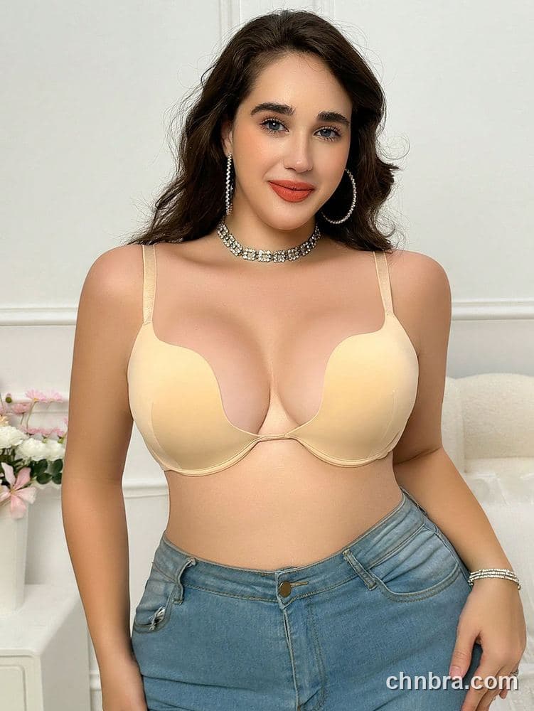 DesireSculpt Plus Size Nude Low-Back Convertible Push-Up Bra – Factory Wholesale 4