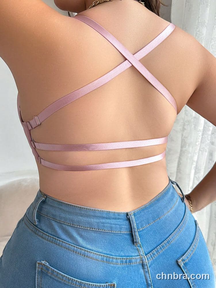 Plus Size Pink Front-Closure Deep Plunge Push-Up Bra – Wholesale Lingerie Manufacturing Factory 2