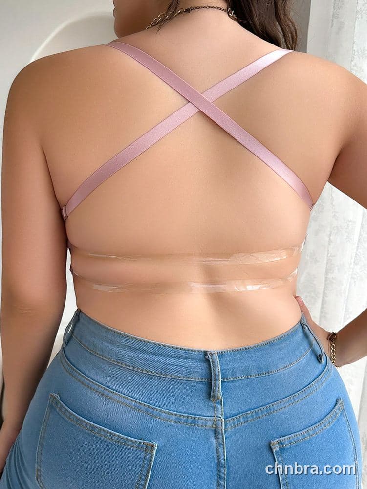 Plus Size Pink Front-Closure Deep Plunge Push-Up Bra – Wholesale Lingerie Manufacturing Factory 5