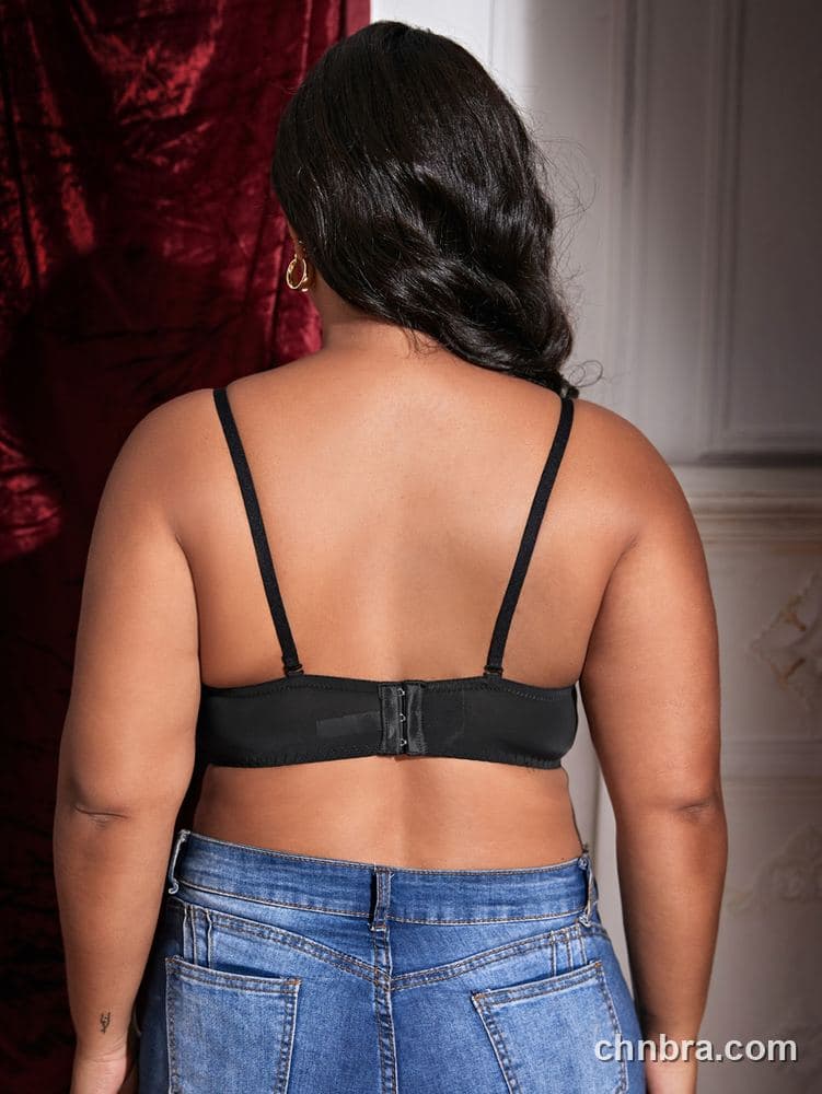 Custom Plus Size Black Satin Push-Up Demi Bra – Wholesale Direct from Factory 2