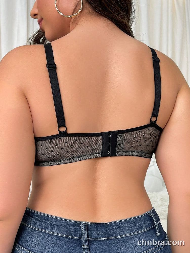 Wholesale Plus Size Black Sheer Dot Mesh Bra – Direct Factory 2