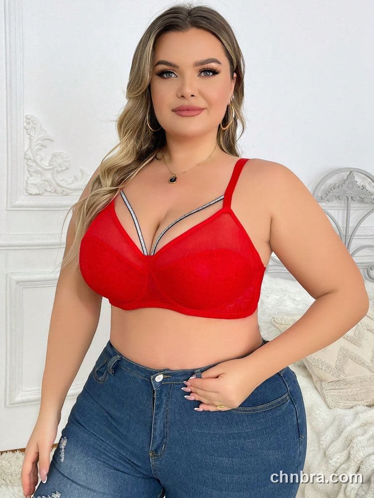 Plus Size Black Lace Cups + Sheer Mesh Bra – OEM / ODM Lingerie Manufacturer 10