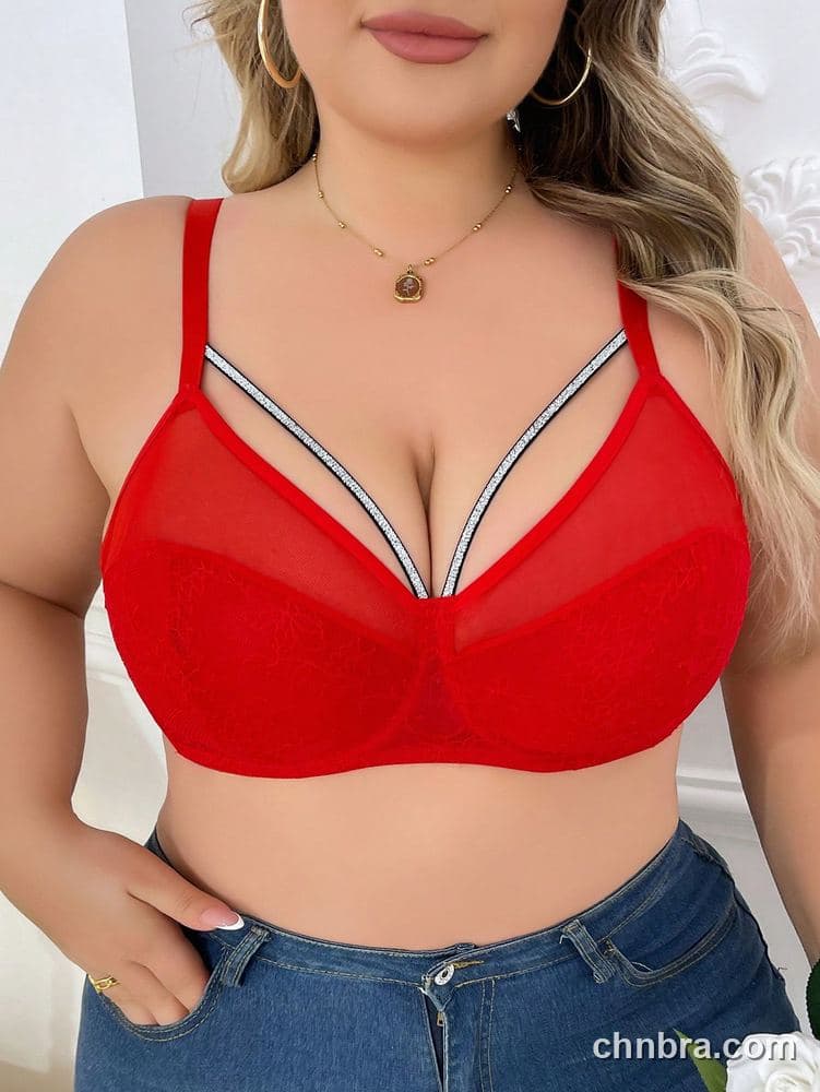 Plus Size Black Lace Cups + Sheer Mesh Bra – OEM / ODM Lingerie Manufacturer 8