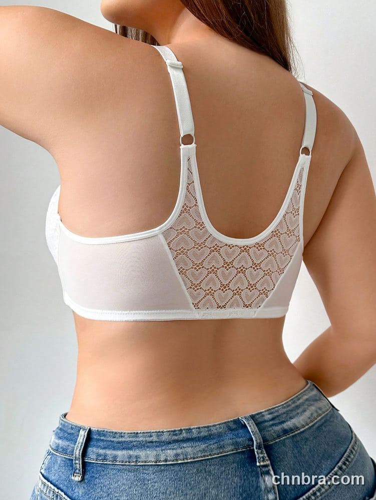 Plus Size Heart-Texture Lace Bra – Wholesale Lingerie Manufacturing Factory 11