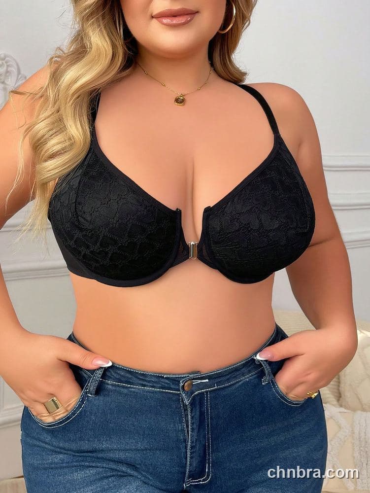 Plus Size Heart-Texture Lace Bra – Wholesale Lingerie Manufacturing Factory 4
