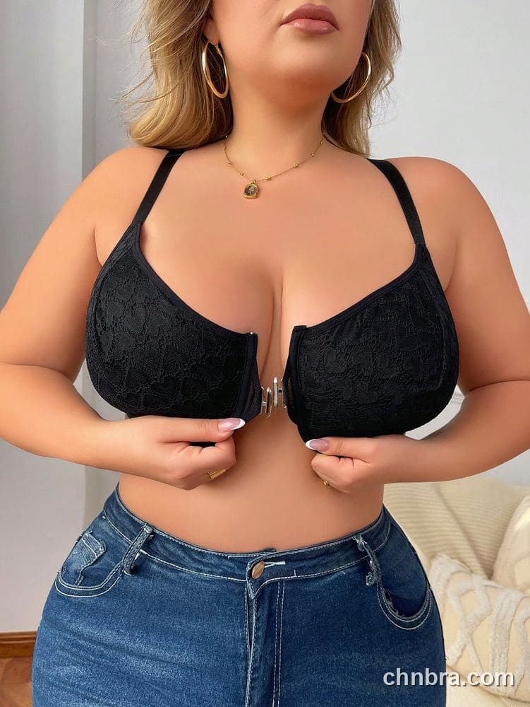Plus Size Heart-Texture Lace Bra – Wholesale Lingerie Manufacturing Factory 5