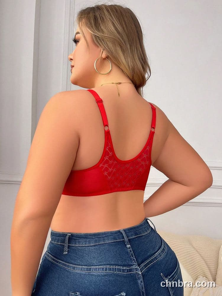 Plus Size Heart-Texture Lace Bra – Wholesale Lingerie Manufacturing Factory 7