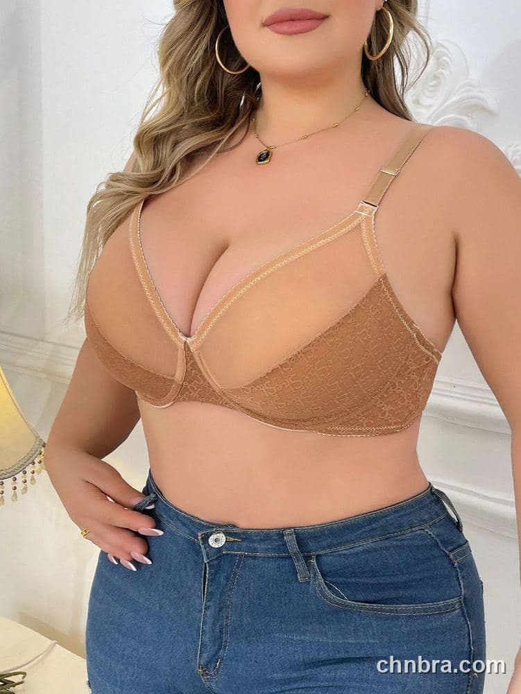 Plus Size Tan Sheer Mesh Unlined Bra – OEM / ODM Lingerie Manufacturer 5