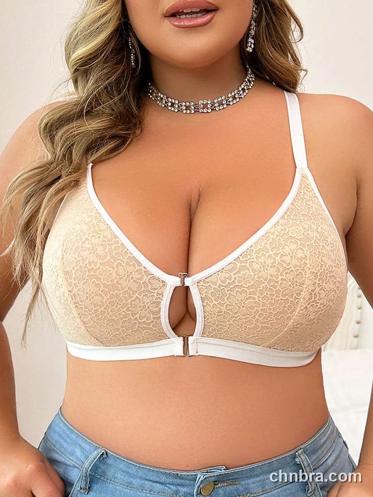 Plus Size Nude Sheer Lace Triangle Bra – Bulk Wholesale, Lingerie Supplier 3