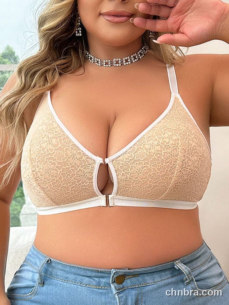 Plus Size Nude Sheer Lace Triangle Bra – Bulk Wholesale, Lingerie Supplier 5