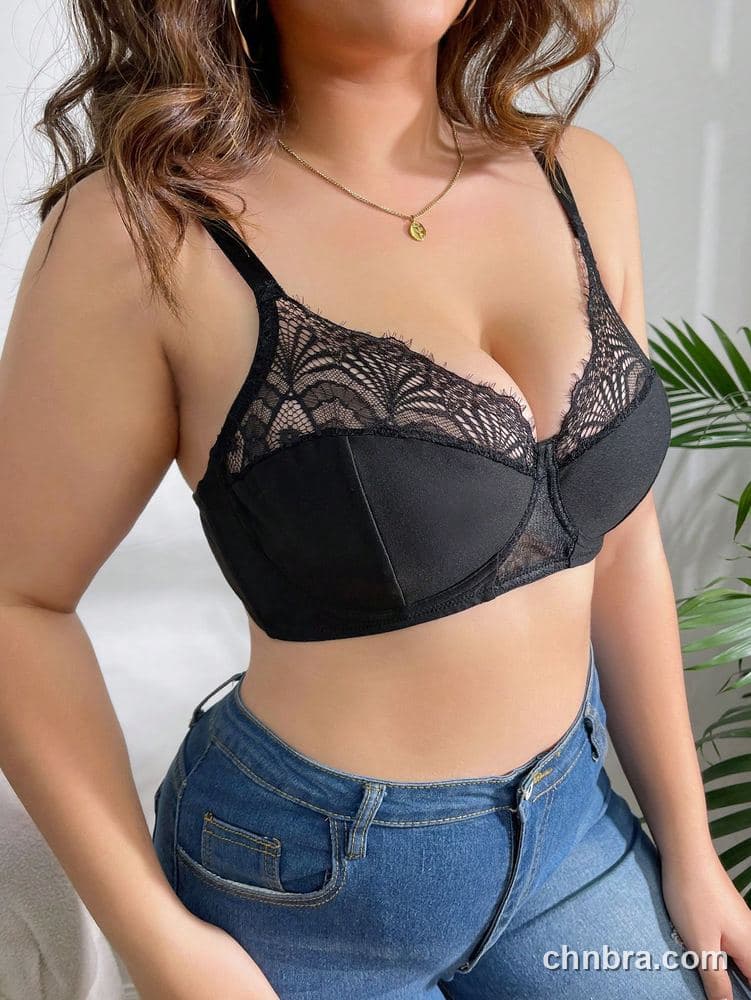 Plus Size Black Fan Lace Top Cups – Bulk Wholesale, Lingerie Supplier