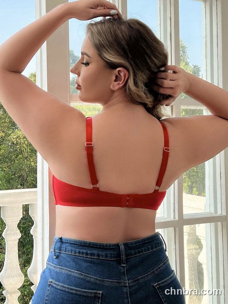 Plus Size Red Lace Cups Bra – Wholesale Lingerie Manufacturing Factory 2