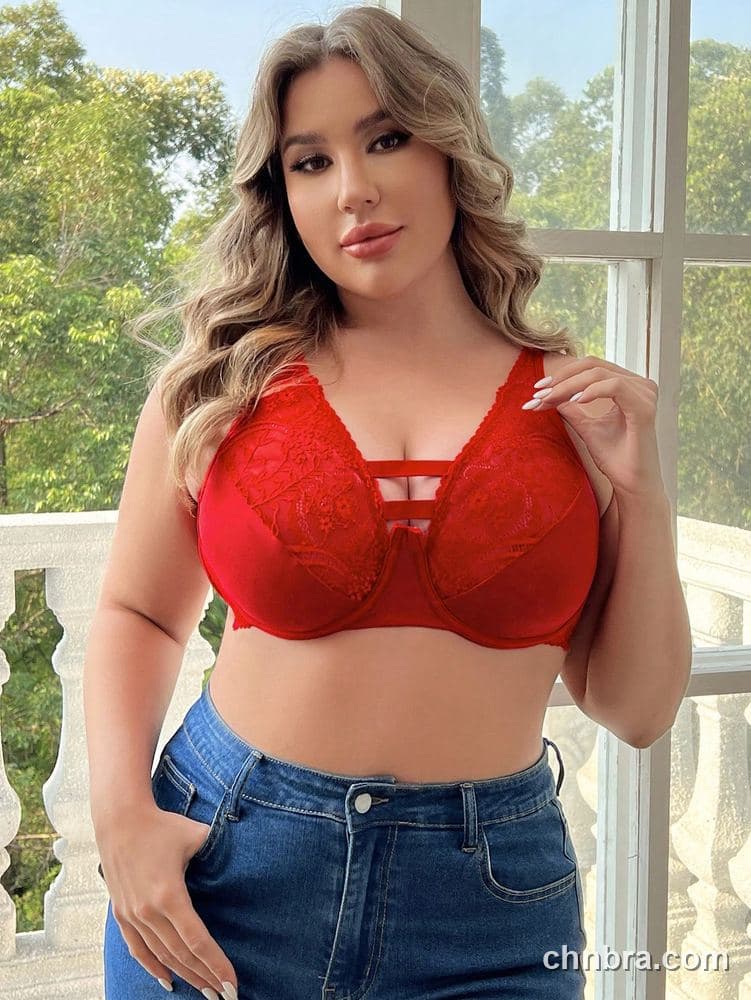 Plus Size Red Lace Cups Bra – Wholesale Lingerie Manufacturing Factory 3
