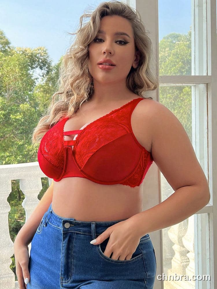 Plus Size Red Lace Cups Bra – Wholesale Lingerie Manufacturing Factory 4