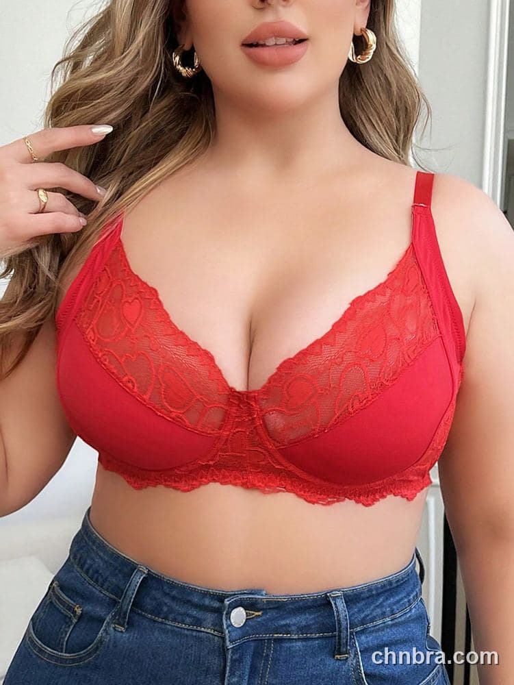 Custom Plus Size Red Heart-Motif Lace Top Cups – Wholesale Direct from Factory 3
