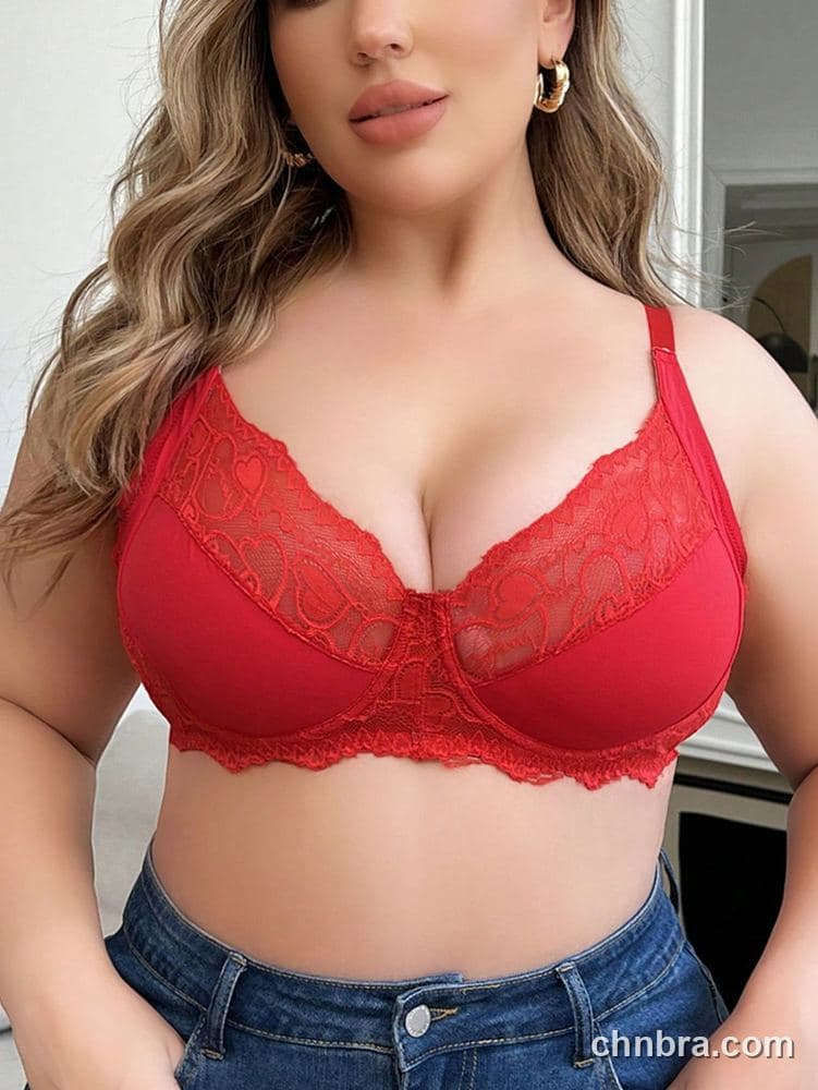 Custom Plus Size Red Heart-Motif Lace Top Cups – Wholesale Direct from Factory 4