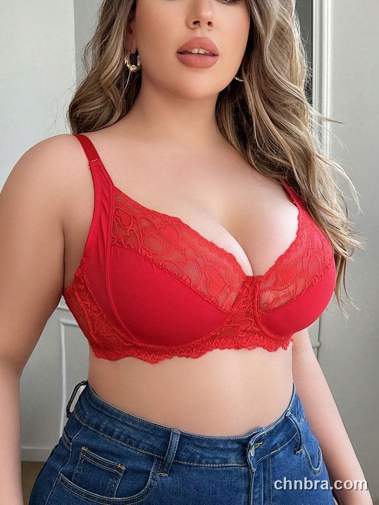 Custom Plus Size Red Heart-Motif Lace Top Cups – Wholesale Direct from Factory 5