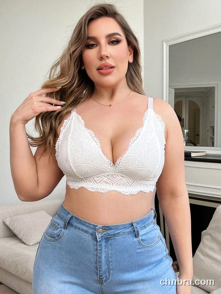 Plus Size Burgundy Floral Lace Plunge Bralette – OEM / ODM Lingerie Manufacturer 10