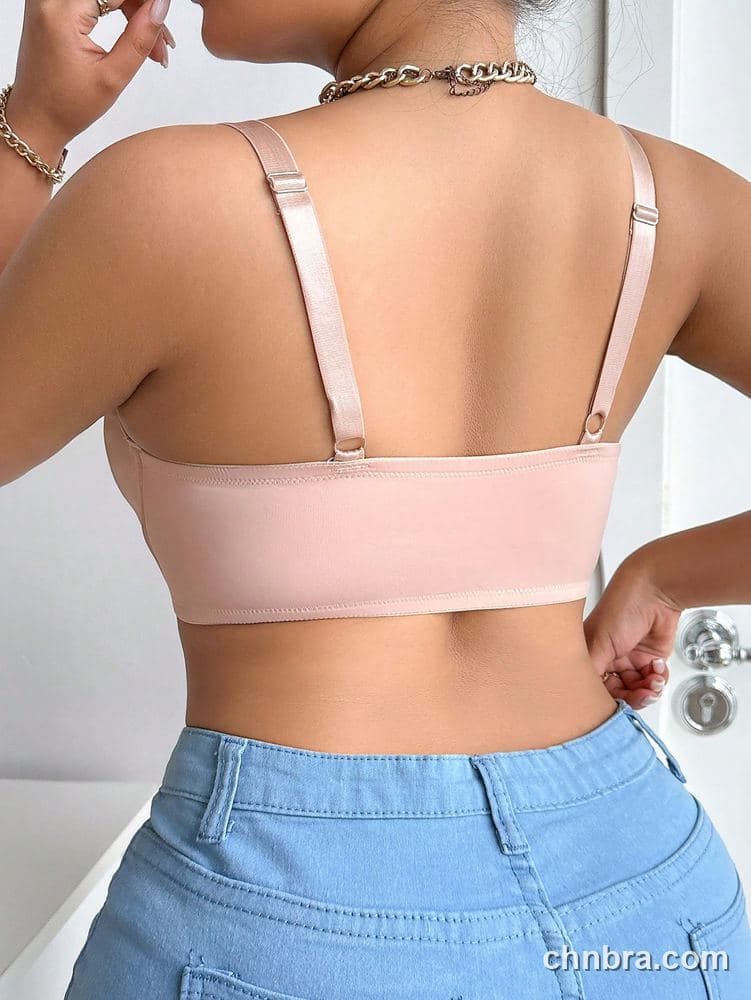 DesireSculpt Plus Size Pink Front-Closure Plunge Underwire Bra – Factory Wholesale 2