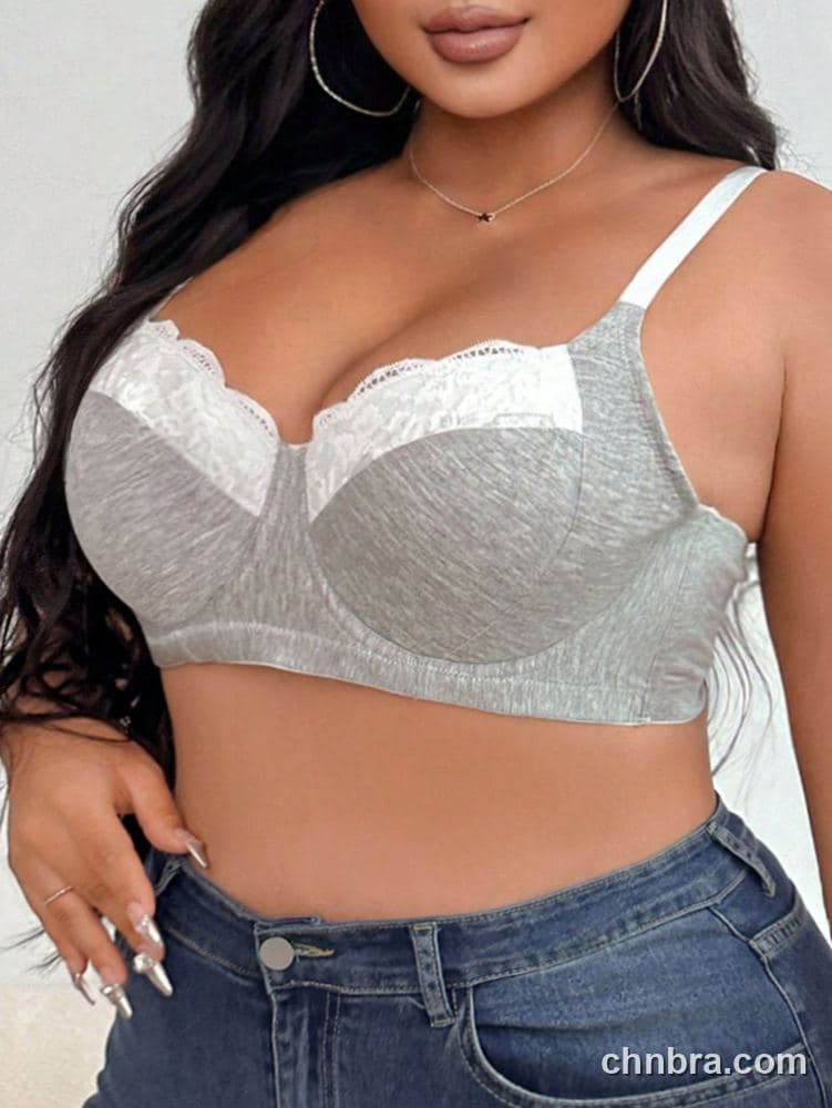 Plus Size Gray Cotton-Feel Balconette Bra – Wholesale Lingerie Manufacturing Factory 4