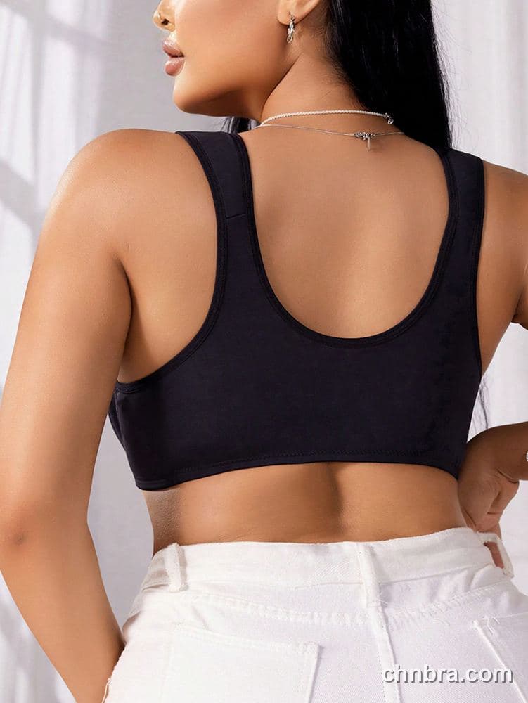 Plus Size Black Front-Closure Smooth Plunge Bra – Wholesale Lingerie Manufacturing Factory 2