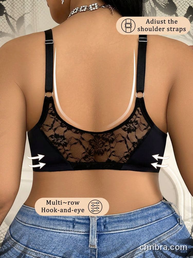 Custom Plus Size Black Front-Closure Underwire Bra – Wholesale Direct from Factory 2