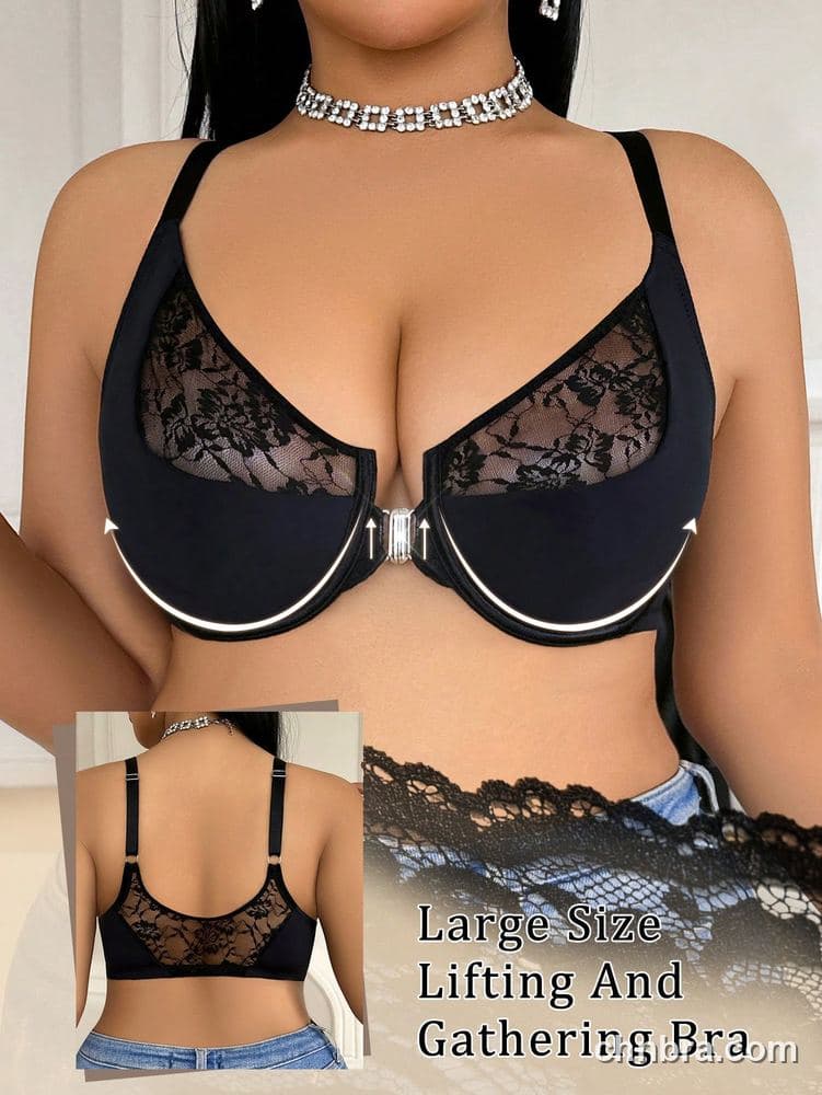 Custom Plus Size Black Front-Closure Underwire Bra – Wholesale Direct from Factory 5