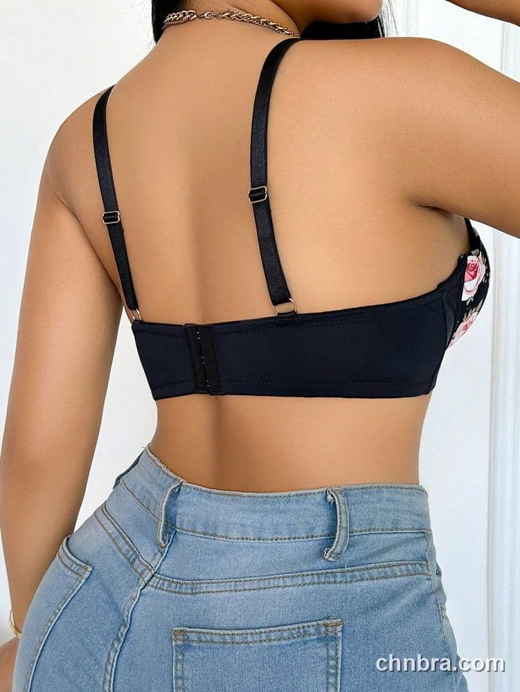 Wholesale Plus Size Black Rose Print Push-Up Bra – Direct Factory 2
