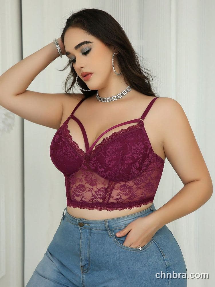DesireSculpt Plus Size Burgundy Lace Longline Bustier Corset Style – Factory Wholesale