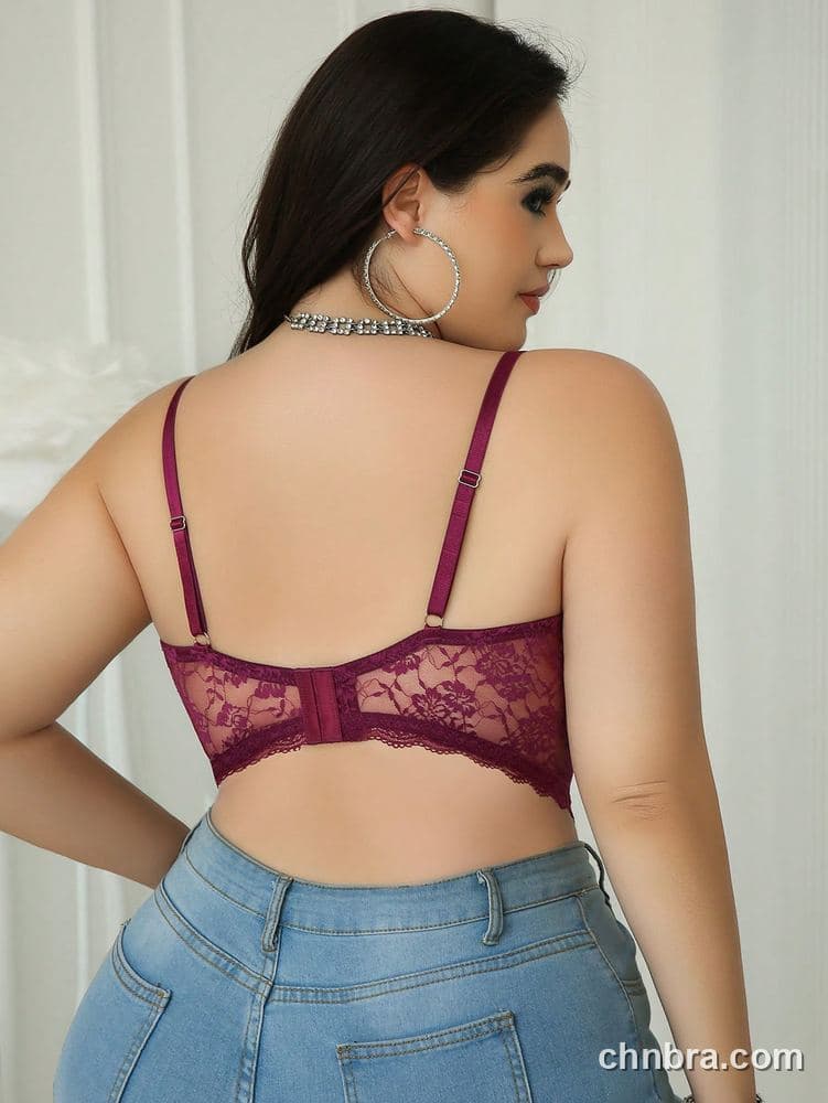 DesireSculpt Plus Size Burgundy Lace Longline Bustier Corset Style – Factory Wholesale 2