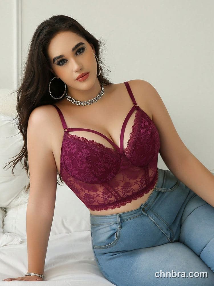 DesireSculpt Plus Size Burgundy Lace Longline Bustier Corset Style – Factory Wholesale 5
