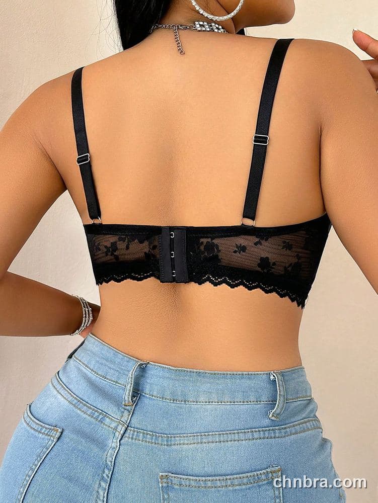 Custom Plus Size Black Strappy Lace Cups Bra – Wholesale Direct from Factory 2