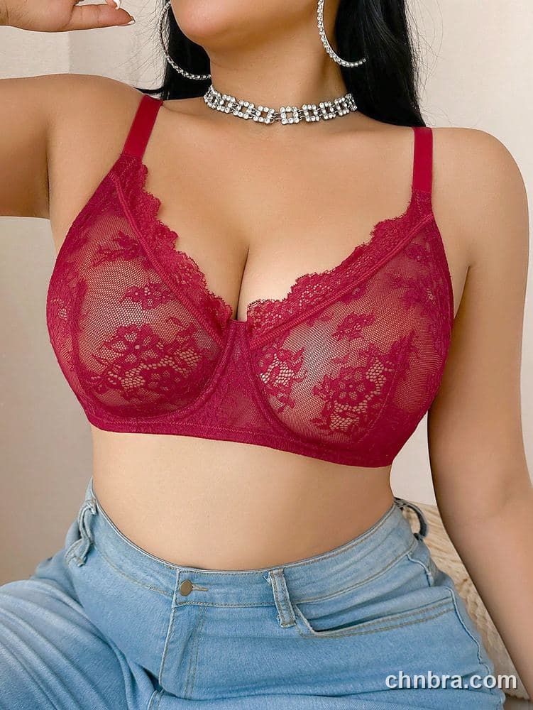 Plus Size Black Sheer Floral Lace Unlined Bra – Bulk Wholesale, Lingerie Supplier 10