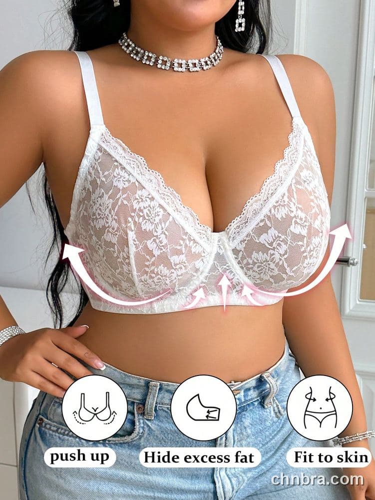 Plus Size Black Sheer Floral Lace Unlined Bra – Bulk Wholesale, Lingerie Supplier 18