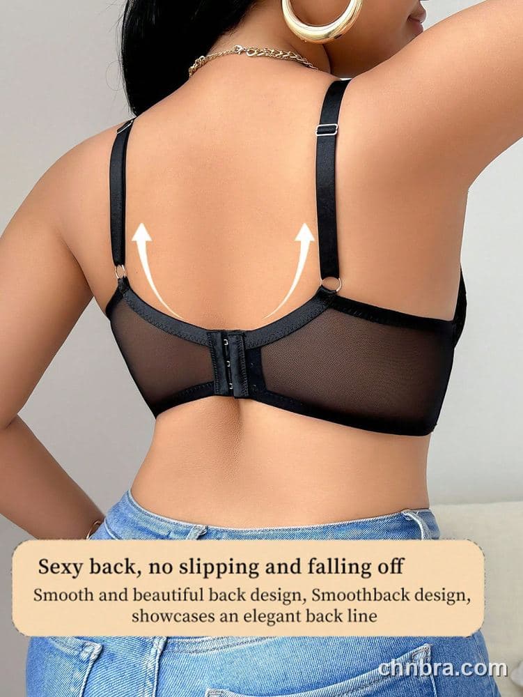 Plus Size Black Sheer Floral Lace Unlined Bra – Bulk Wholesale, Lingerie Supplier 2