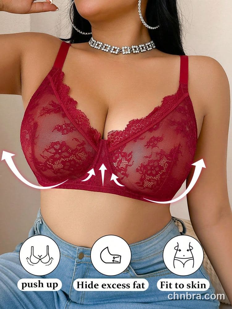 Plus Size Black Sheer Floral Lace Unlined Bra – Bulk Wholesale, Lingerie Supplier 7