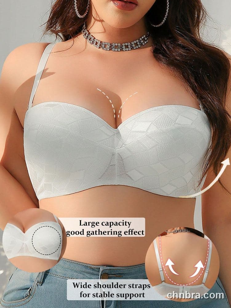 Custom Plus Size White Geometric Jacquard Balconette Bra – Wholesale Direct from Factory
