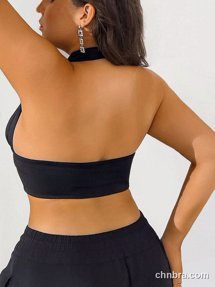 Wholesale Plus Size Black Halter Plunge Bra – Direct Factory 2
