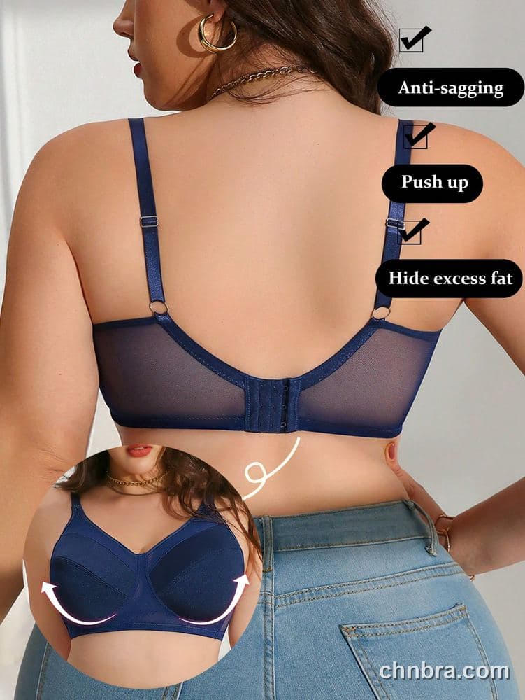 Plus Size Navy Smooth Wire-Free Full Coverage Bra – OEM / ODM Lingerie Manufacturer 2