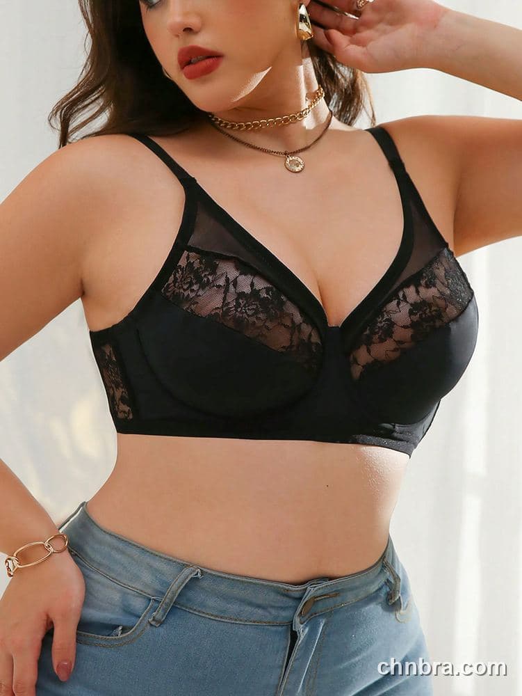 Wholesale Plus Size Black Lace + Mesh Top Panel – Direct Factory 3
