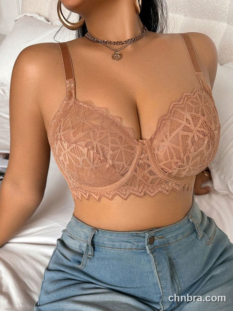 Plus Size Black Floral Lace Push-Up Bra – Wholesale Lingerie Manufacturing Factory 6