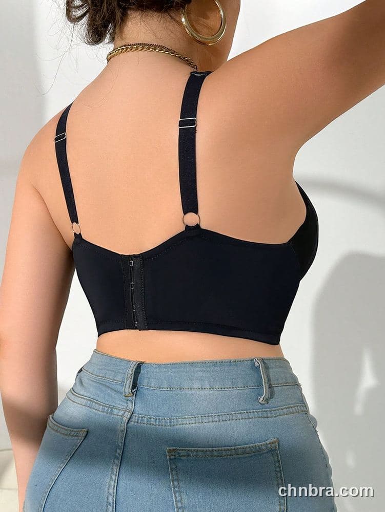 Custom Plus Size Black Sheer Mesh Plunge Longline Bustier – Wholesale Direct from Factory 2